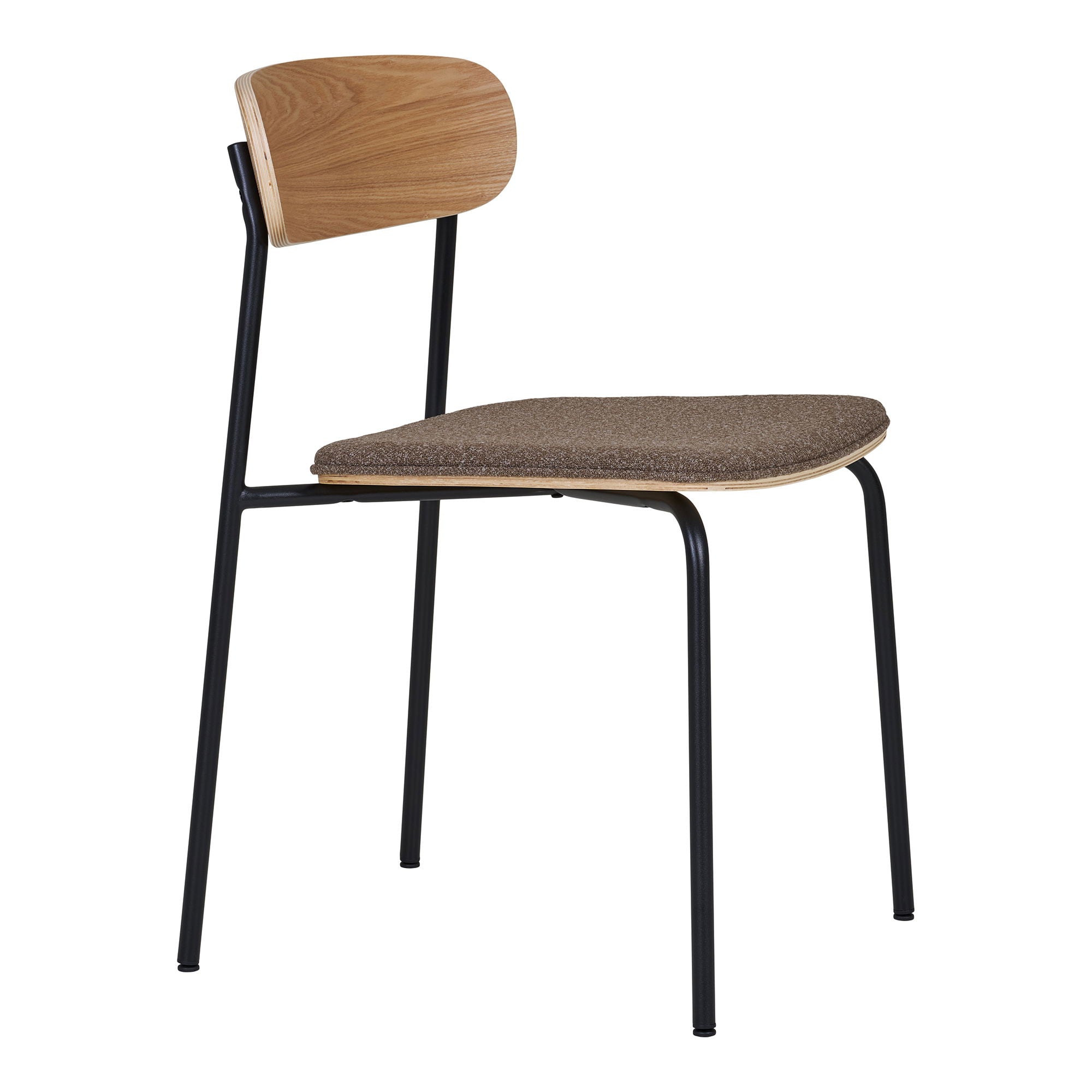 Estepona Esszimmerstuhl 2er Set – Stuhl mit Holzrückenlehne, braunem Sitz und schwarzen Beinen, 47×51×77 cm
